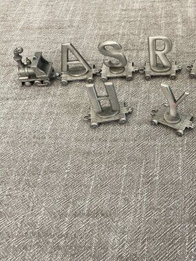 FORT LASTING EXPRESSIONS PEWTER TRAIN MINIATURES CAR LETTERS 11 PCS.
